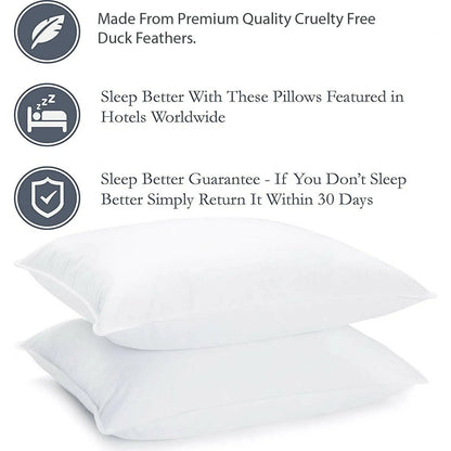 2x Hotel Quality Duck Feather & Down Pillows