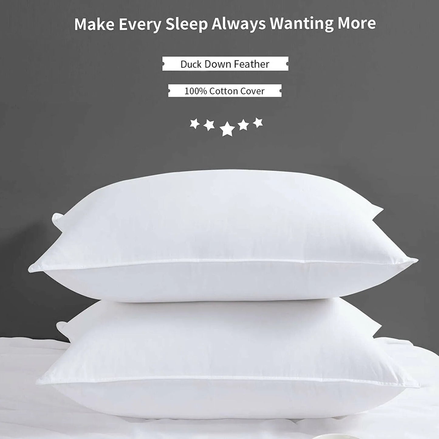 2x Hotel Quality Duck Feather & Down Pillows
